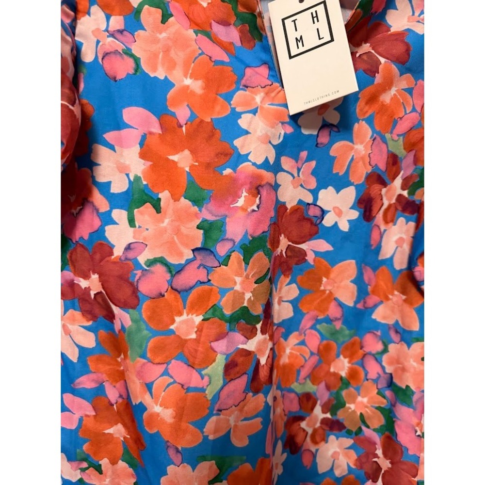 THML Tops Floral Marley Puff Sleeve Casual Boho NWT Medium - Picture 2 of 5